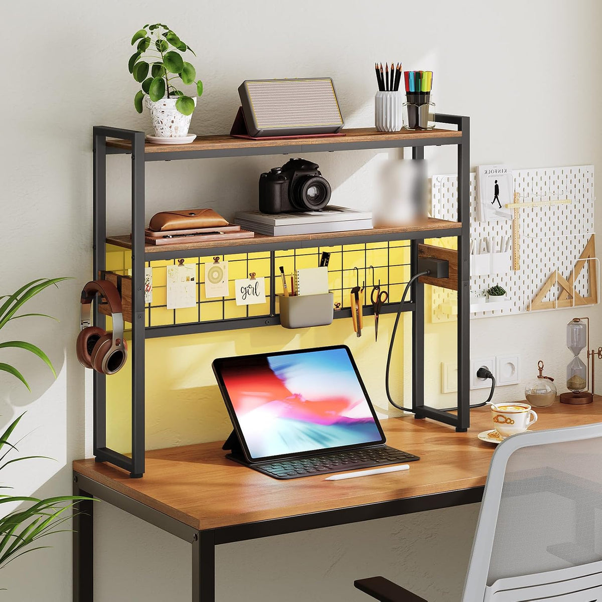 HOOBRO Desktop Bookcase, 2-Tier Desktop Organizer, 29.9" Wooden Office S...