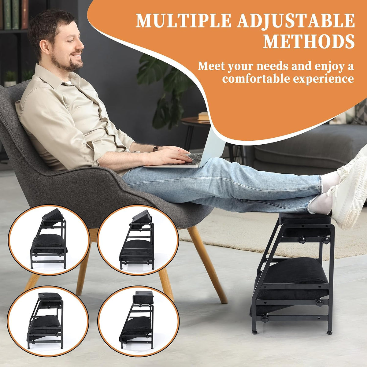 BALAPET Adjustable Double Step Footrest, High-Density Foam with Sturdy Iron F...