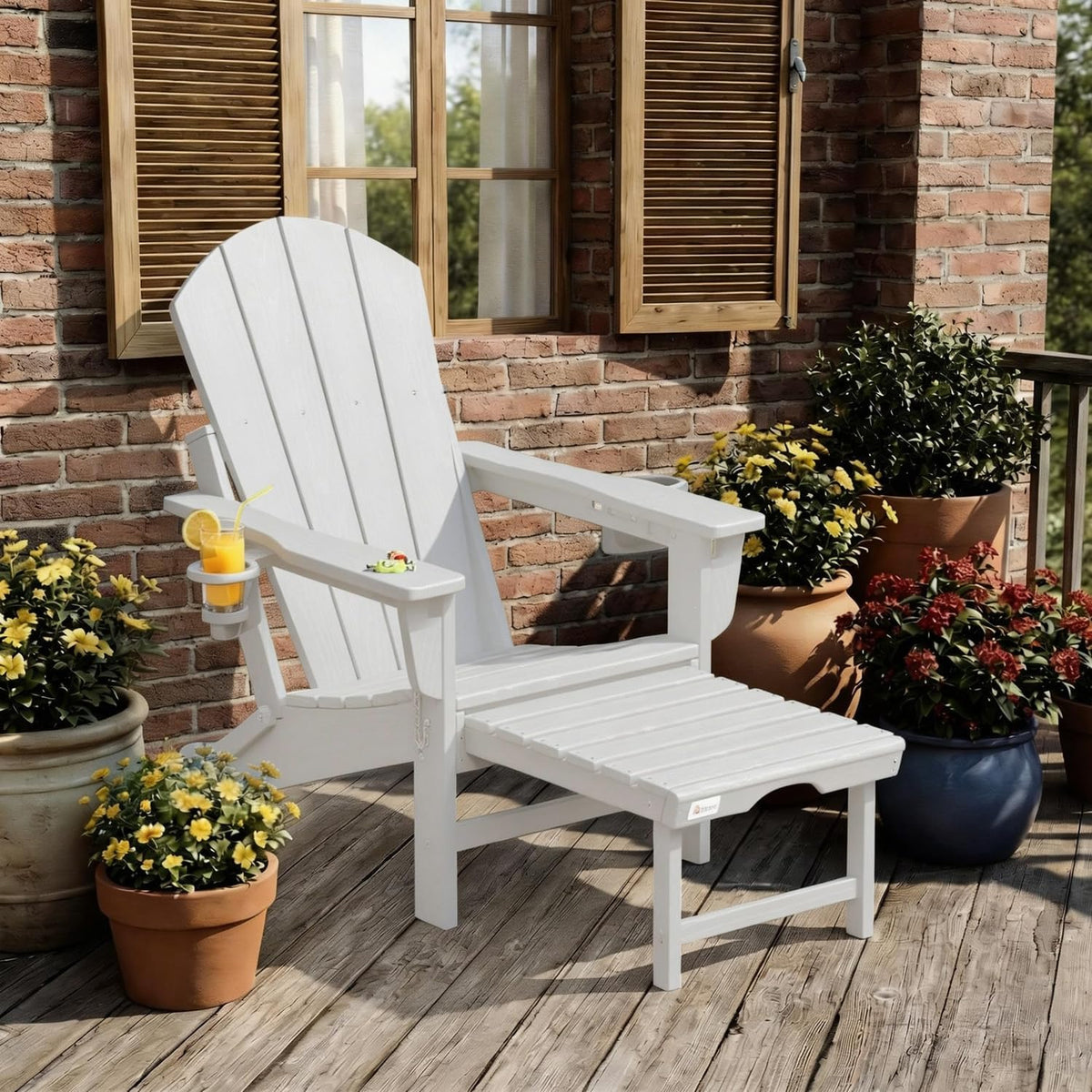 Mdeam HDPE Folding Adirondack Chairs Set of 2, 3-Position 400 lbs, White