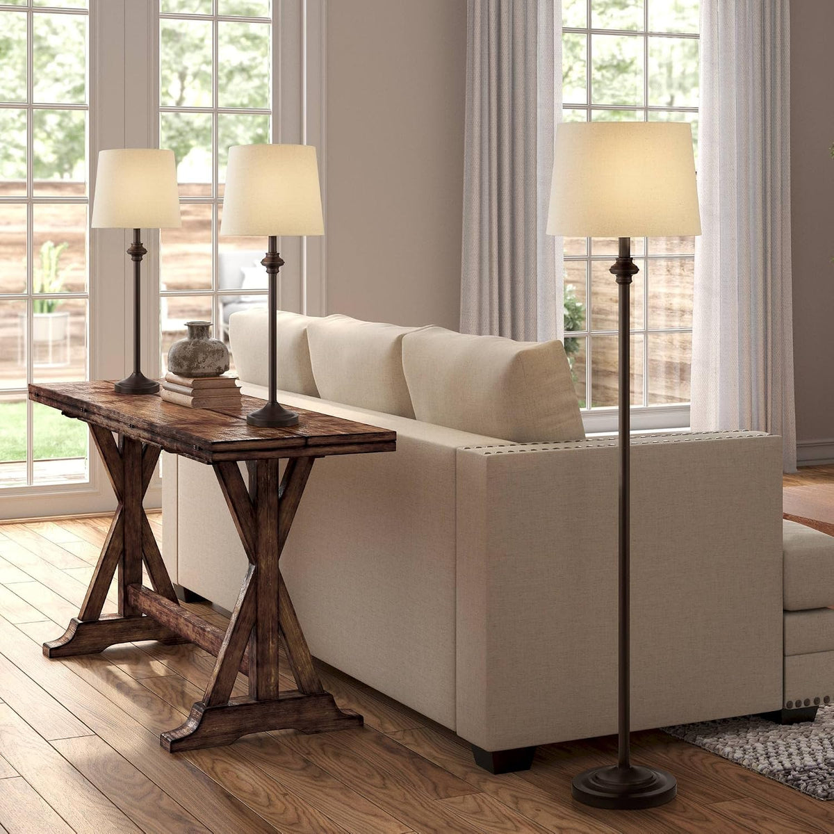 Possini Euro Design Carter Traditional Table 3 Piece Floor and Table Lamp Set...