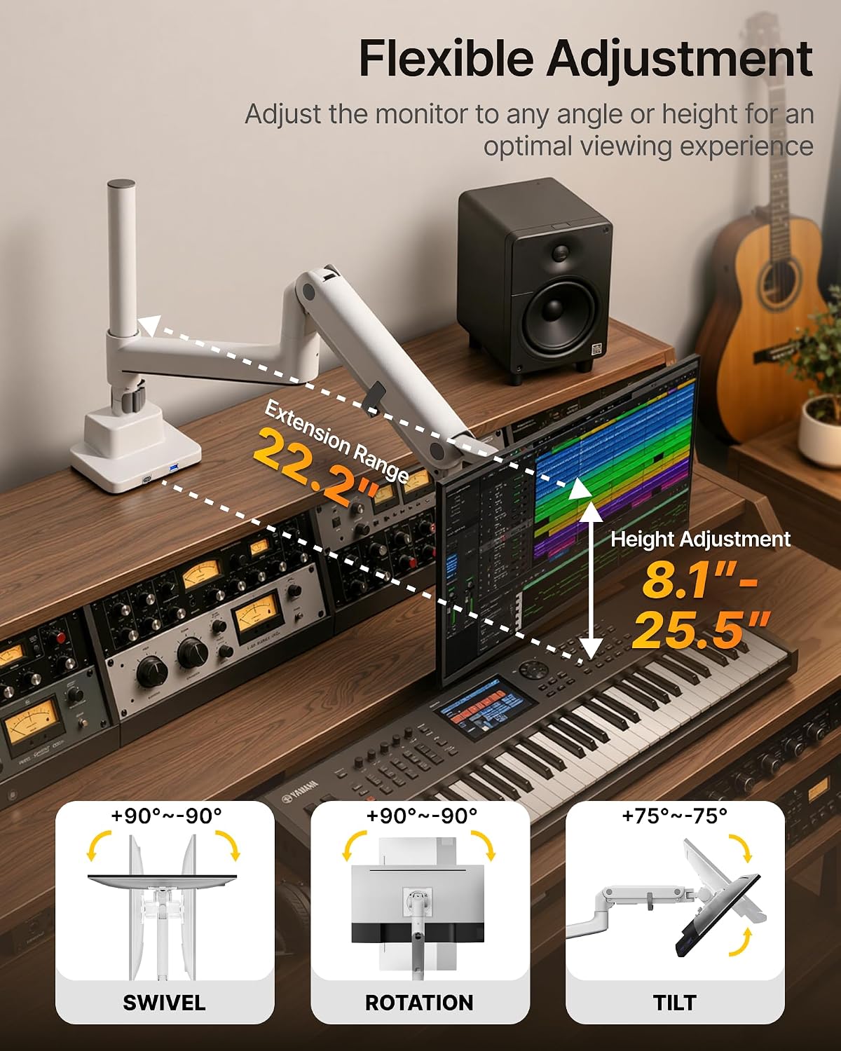 monTEK Ultrawide Monitor Arm Max 57",Height Adjustable 25.5",with U...