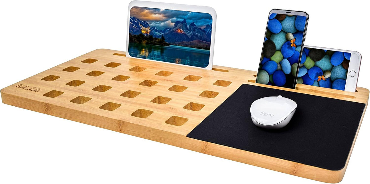 BOOKAHOLIC Lap Desk| Enhanced Organic Bamboo Lap Tray with Vent Holes & B...