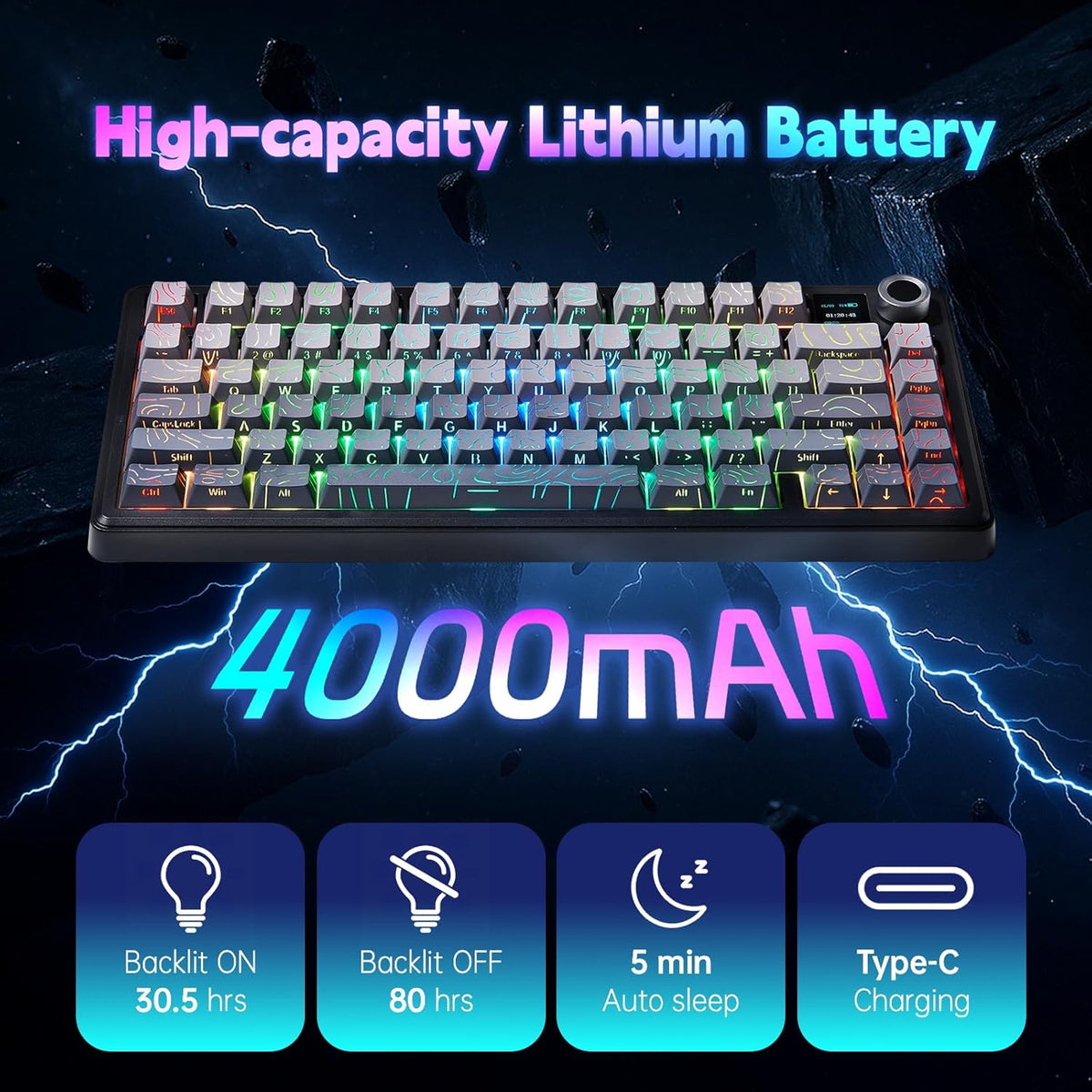 LEOBOG x Aula F75 MAX Wireless Gaming Keyboard w/Smart Display & Knob,75%...