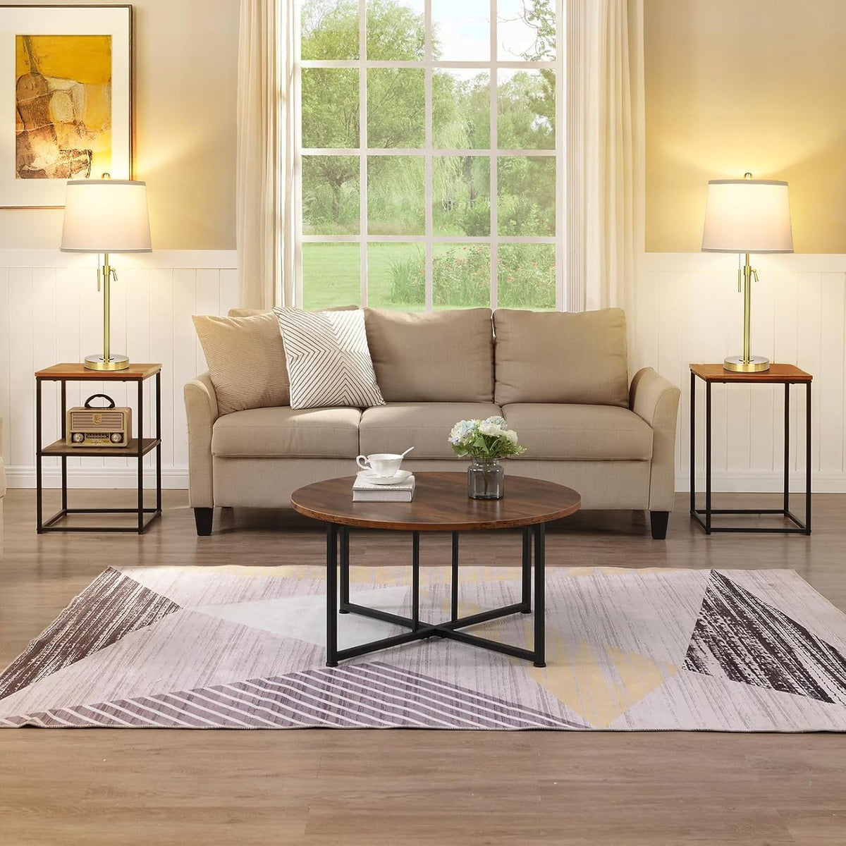JUNNAI 2 Pack 22"-30" Adjustable Height Table Lamps Set, Modern Gol...