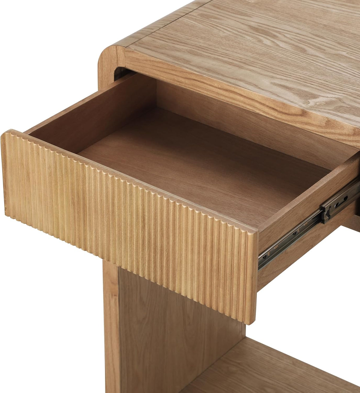 Knocbel Console Table with 3 Drawers and Vertical Slats, Modern Sofa Tables w...