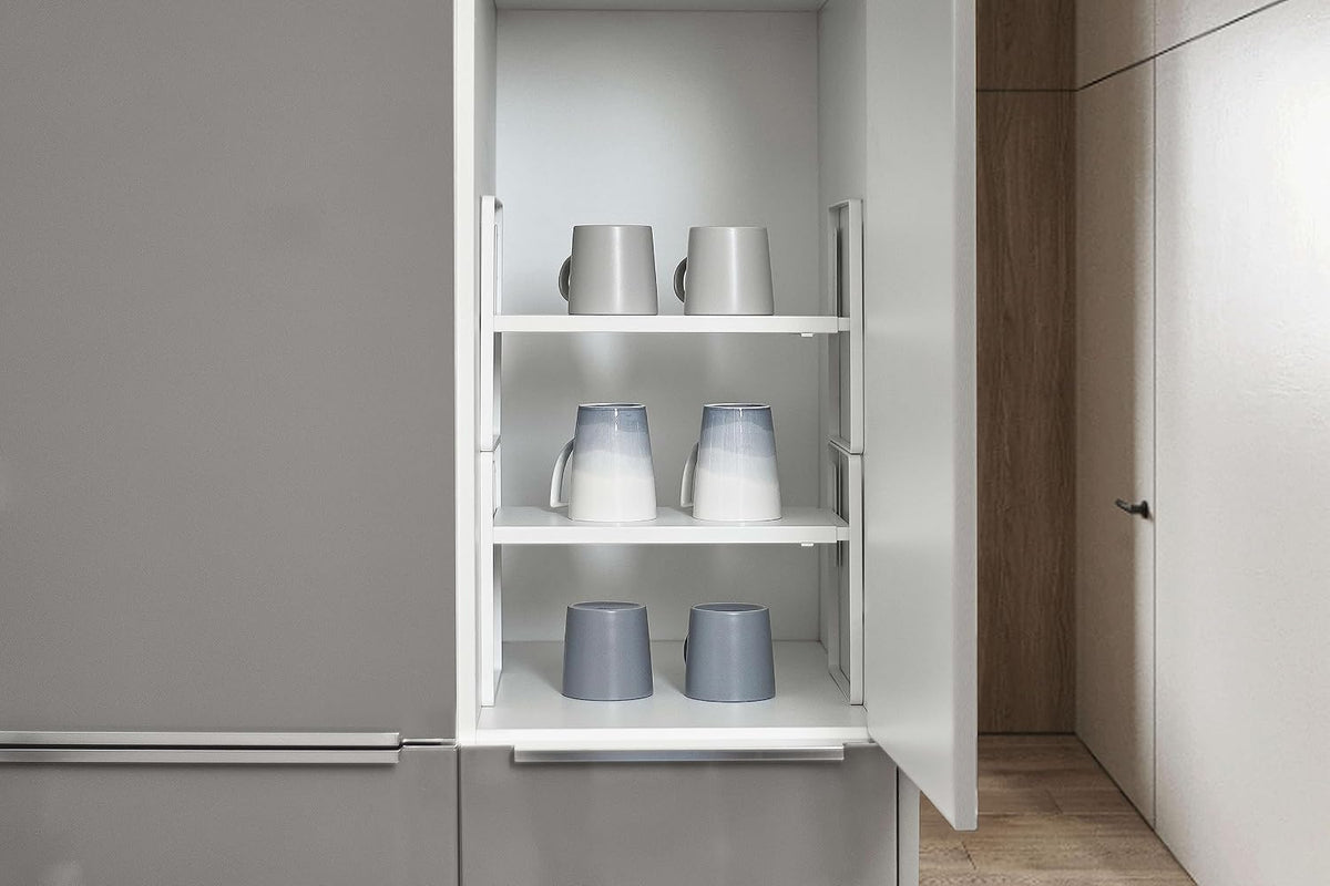 Nxconsu Cabinet Shelf Riser, Adjustable Cabinet Organizer, 8.6" Deep White