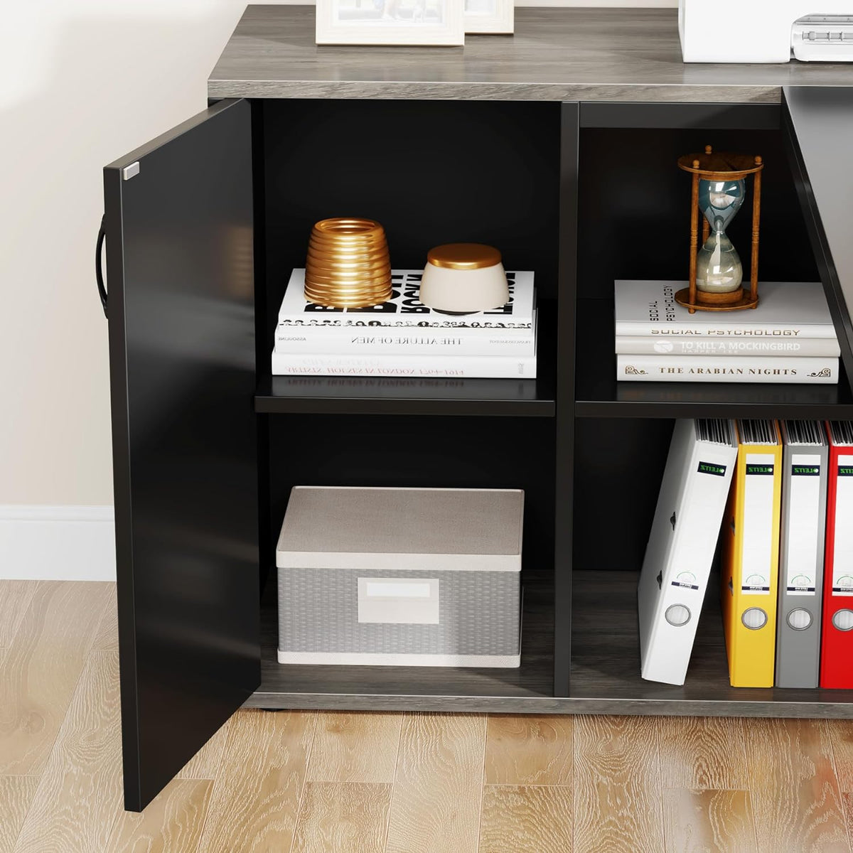 Tribesigns 71 inch Executive Desk, L Shaped Desk with Cabinet Storage