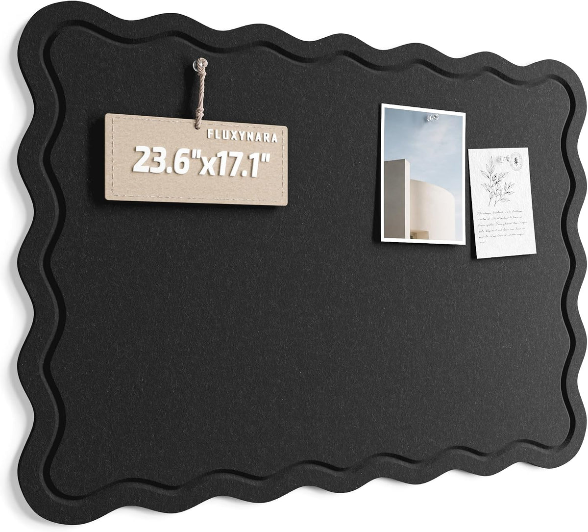 Fluxynara Scalloped Felt Bulletin Board, 23.6"x17.1", Black