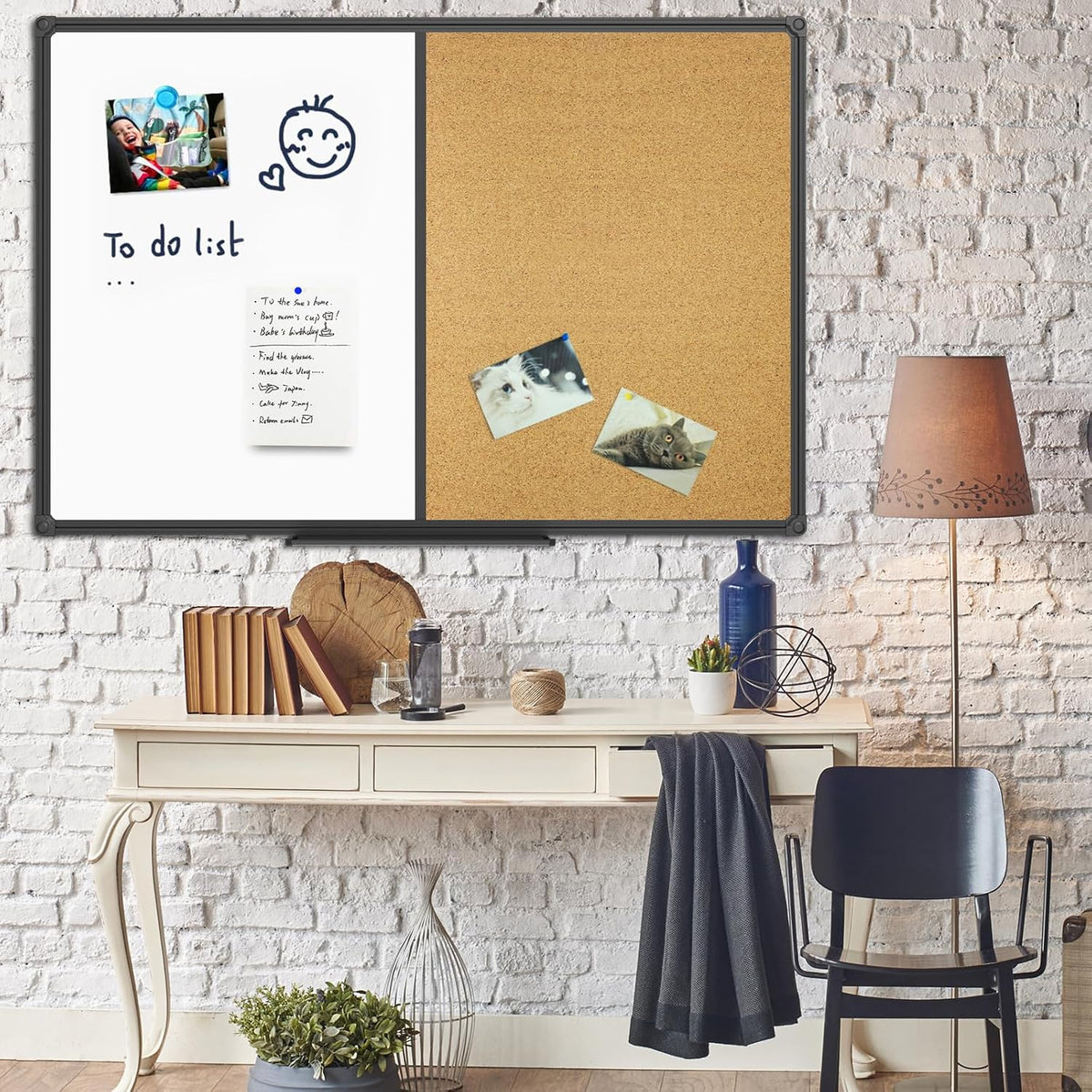 JILoffice White Board & Bulletin Corkboard Combination, Combo Board 48 x ...