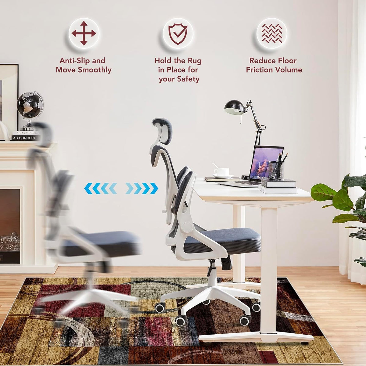 Office Chair Mat for Hardwood Floor&Tile Floor,48"X 60"-Geo Multi