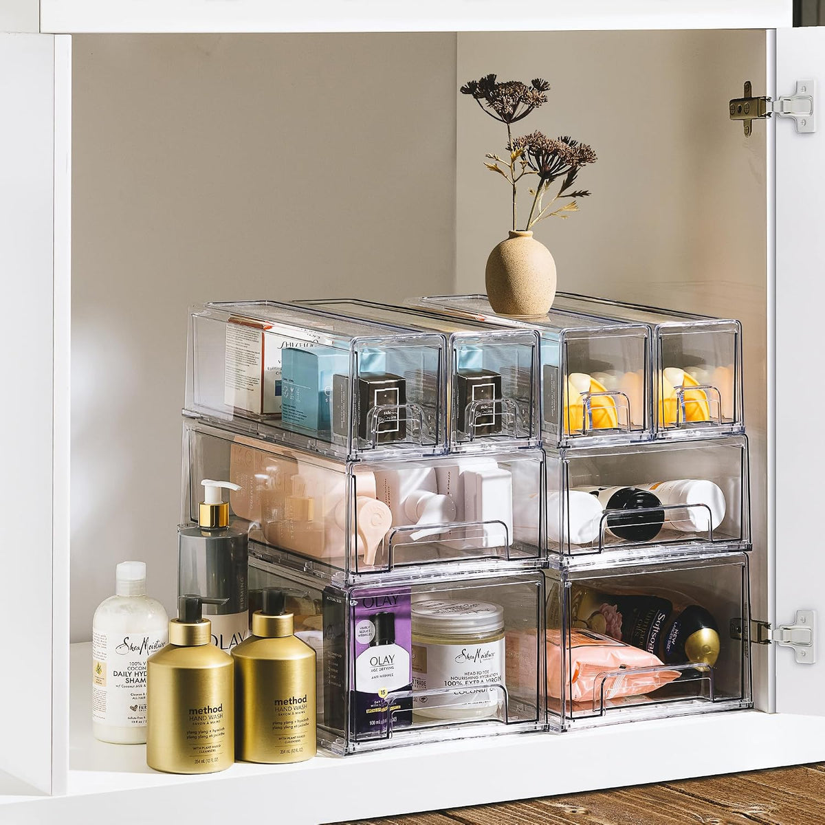 Sorbus Clear Stackable Storage Drawers with Pull-Out Bins (Large, 2 Pack)