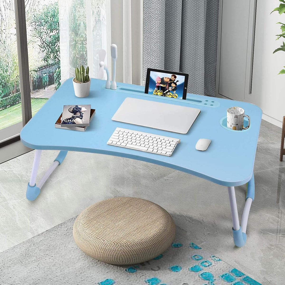 Slendor Foldable Lap Desk with Cup Holder for Bed, Couch, Floor