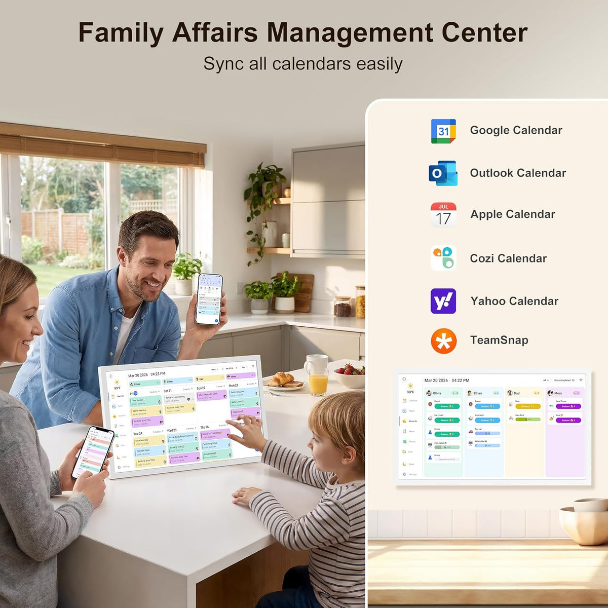 Digital Calendar – 27 Inch Electronic Wall Calendar & Chore Chart, Smart ...