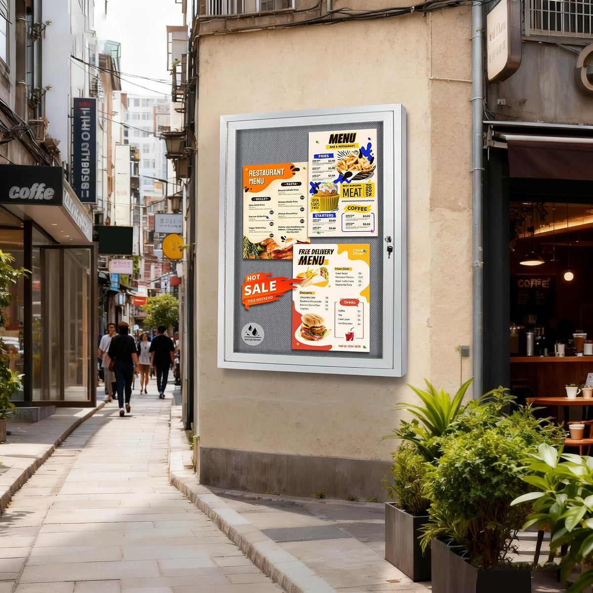 Outdoor Bulletin Board Weatherproof, Wall Message Board 36x24in