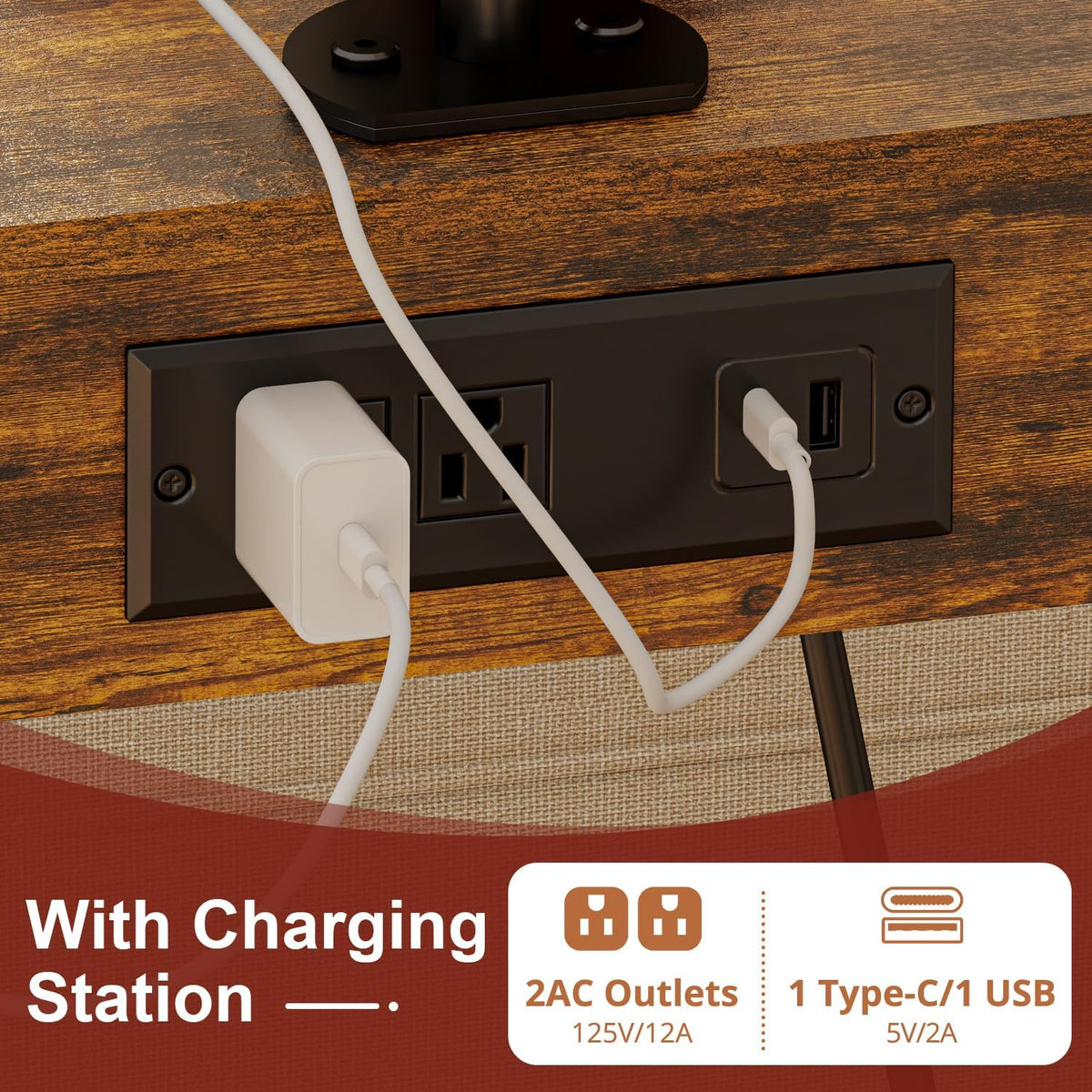 Cidaziya Floor Kindle Phone Tablet Stand with Side Table & Charging Station