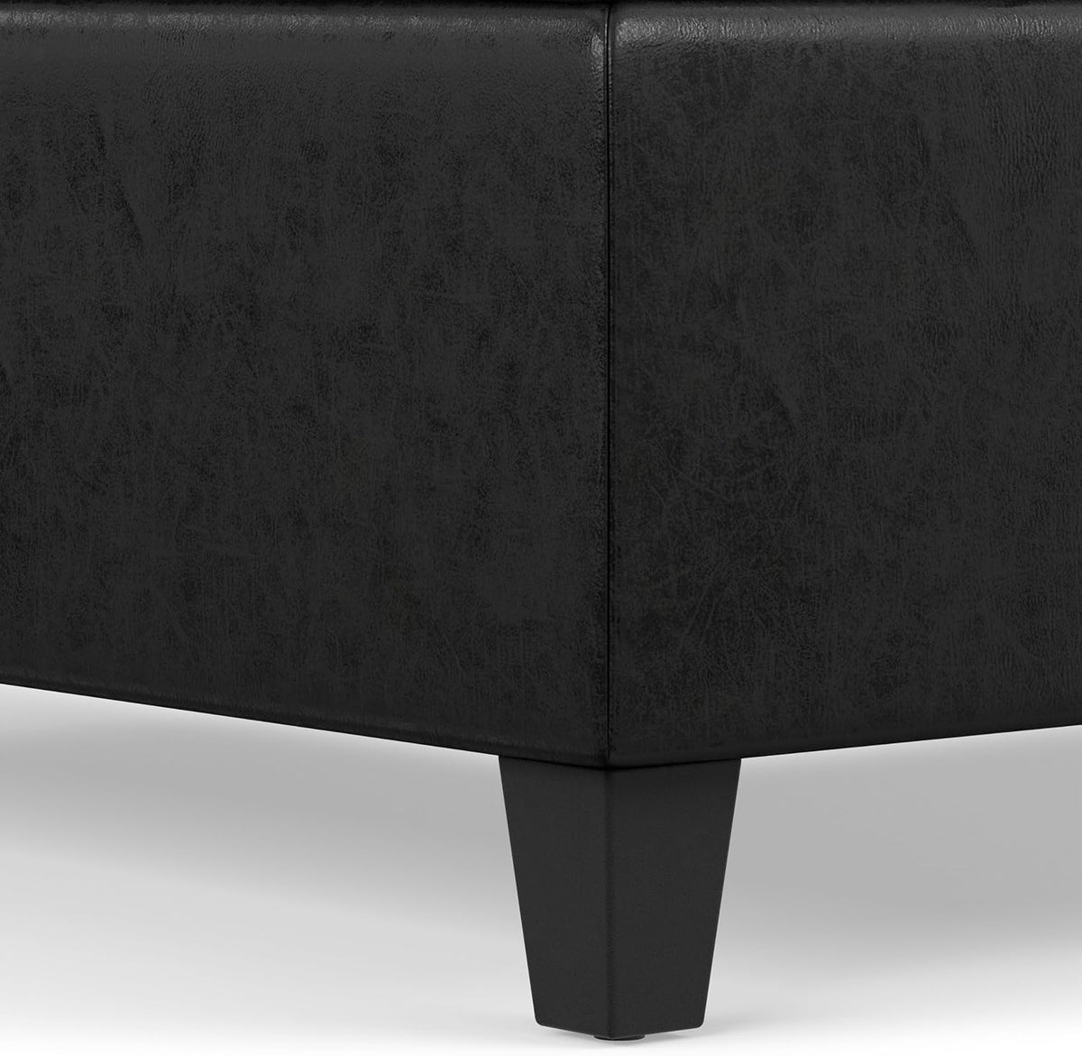 SIMPLIHOME Harrison 36" Wide Vegan Leather Lift Top Ottoman in Black
