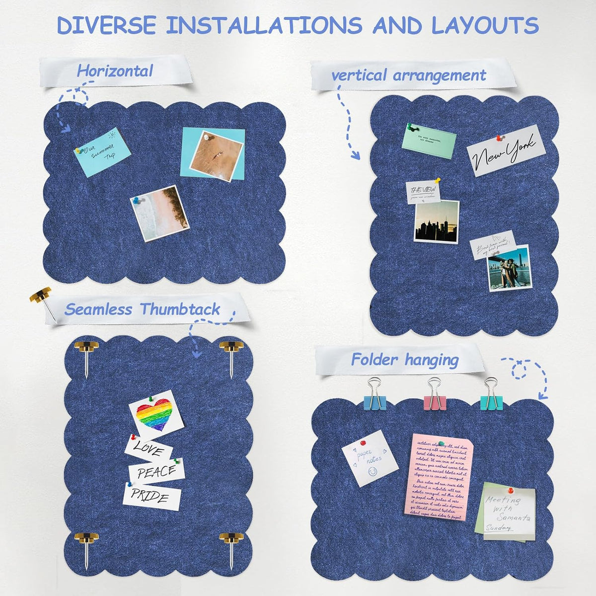 Felt Bulletin Board 36" x 24" Cork Board Alternative,Decorative Fel...
