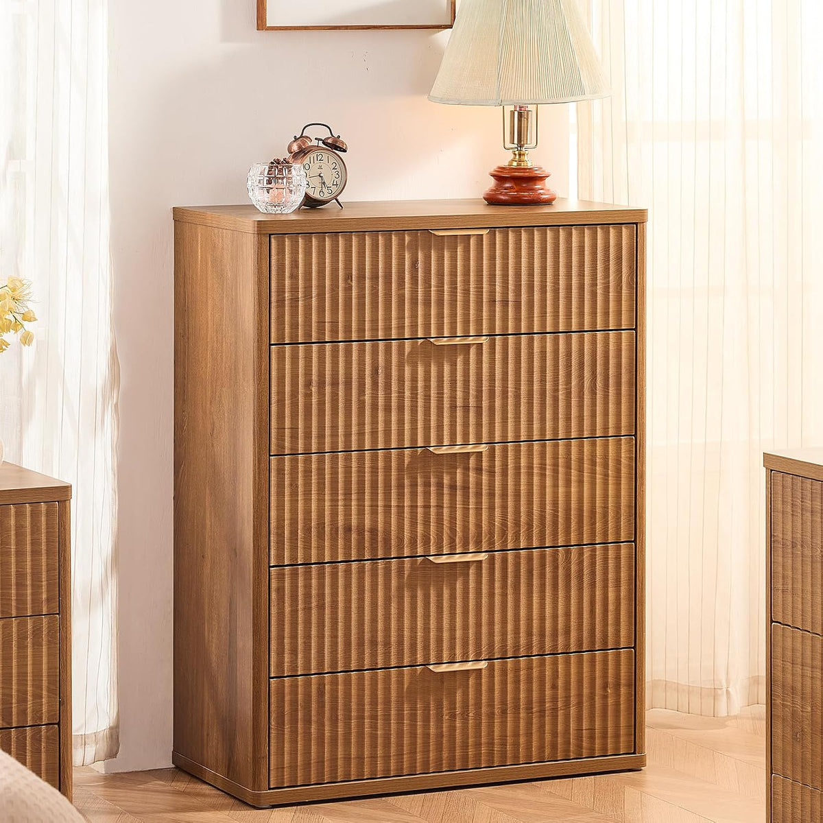 LEYAOYAO Fluted 5 Drawers Dresser for Bedroom, 41" Tall Modern Chest of ...