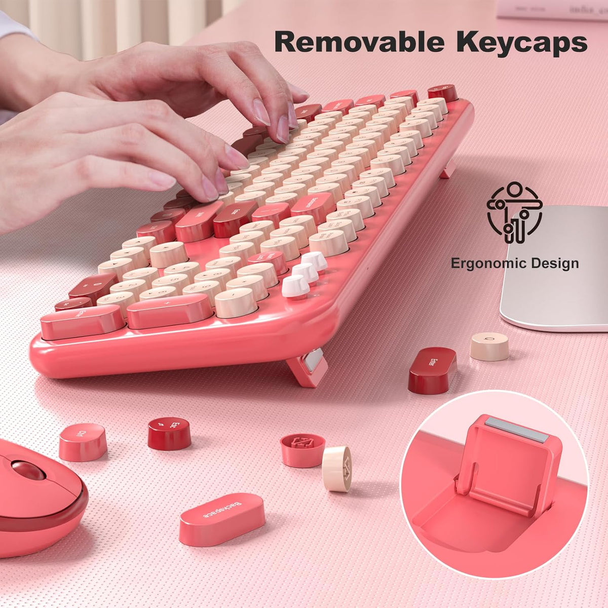 MOFII Wireless Keyboard and Mouse Combo, Cute Keyboard Full Size and Wireless...