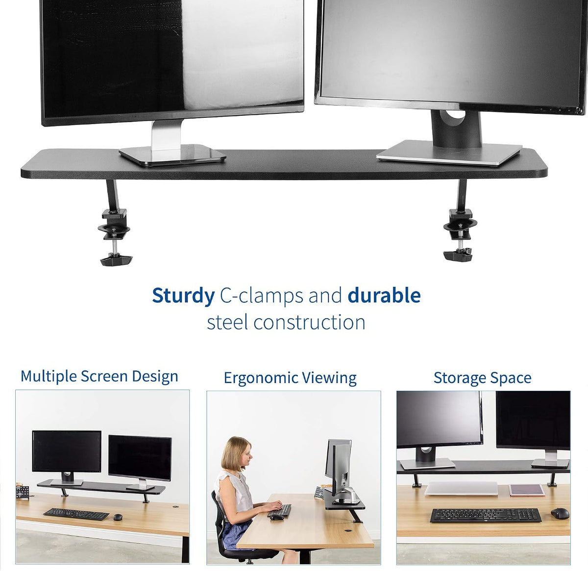 VIVO Clamp-on Small 40 in Ergonomic Desk Shelf