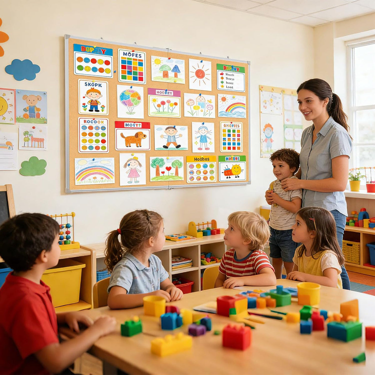 Double-Sided Large Foldable Cork Board, 48" x 36"