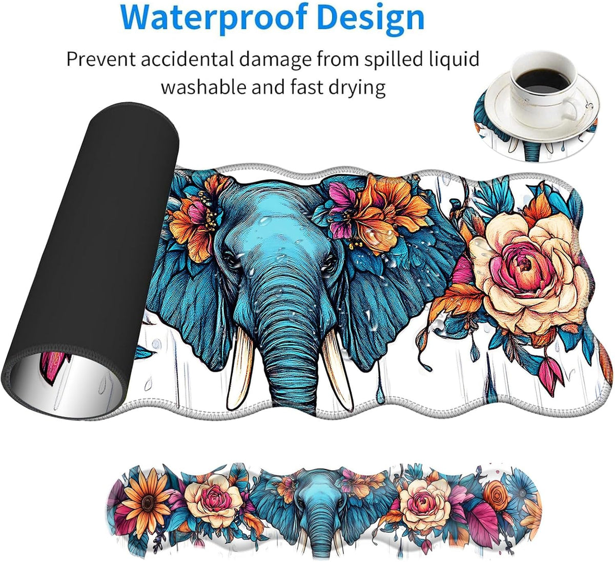 Large Mouse Pad and Keyboard Wrist Rest, Desk Pad for Keyboard and Mouse, 4-i...
