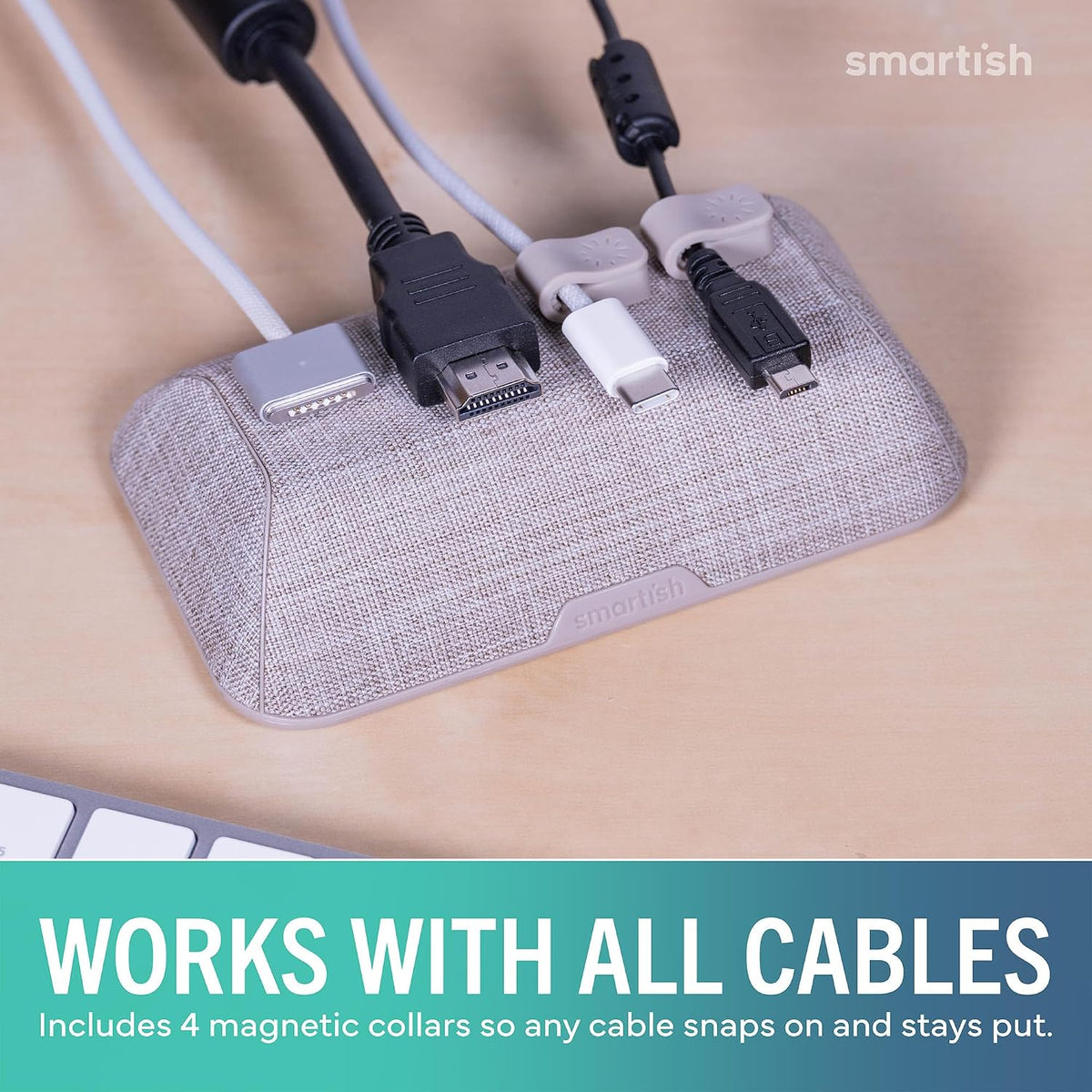 Smartish Magnetic Cord Holder, Bigger Cable Wrangler, Office Desk Organizer