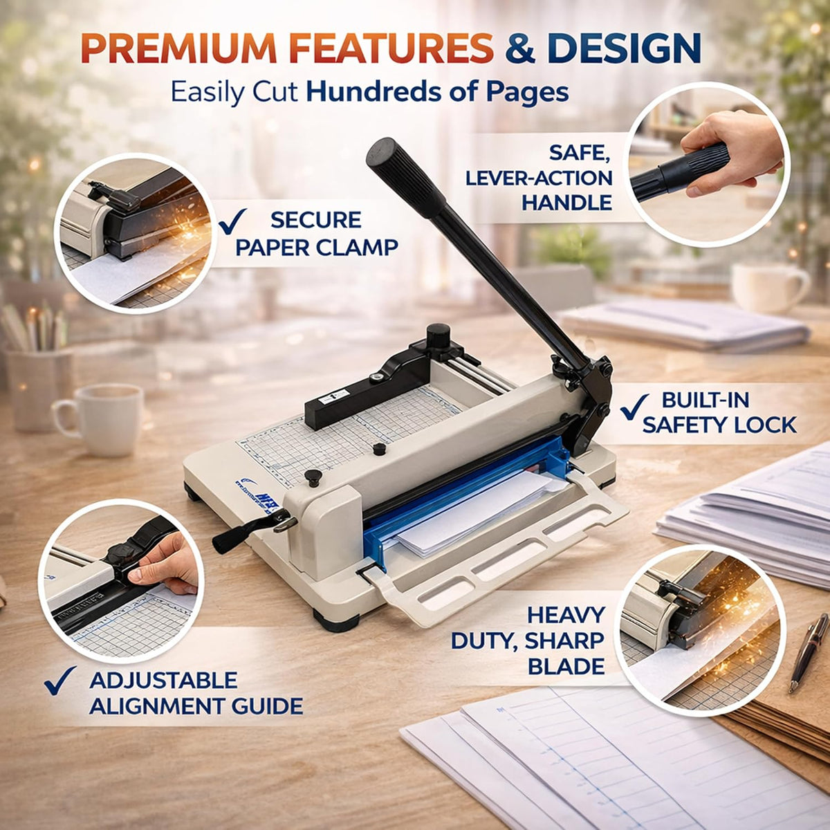 HFS(R) Heavy Duty Guillotine Paper Cutter 400 Sheet Capacity | Solid Steel Co...