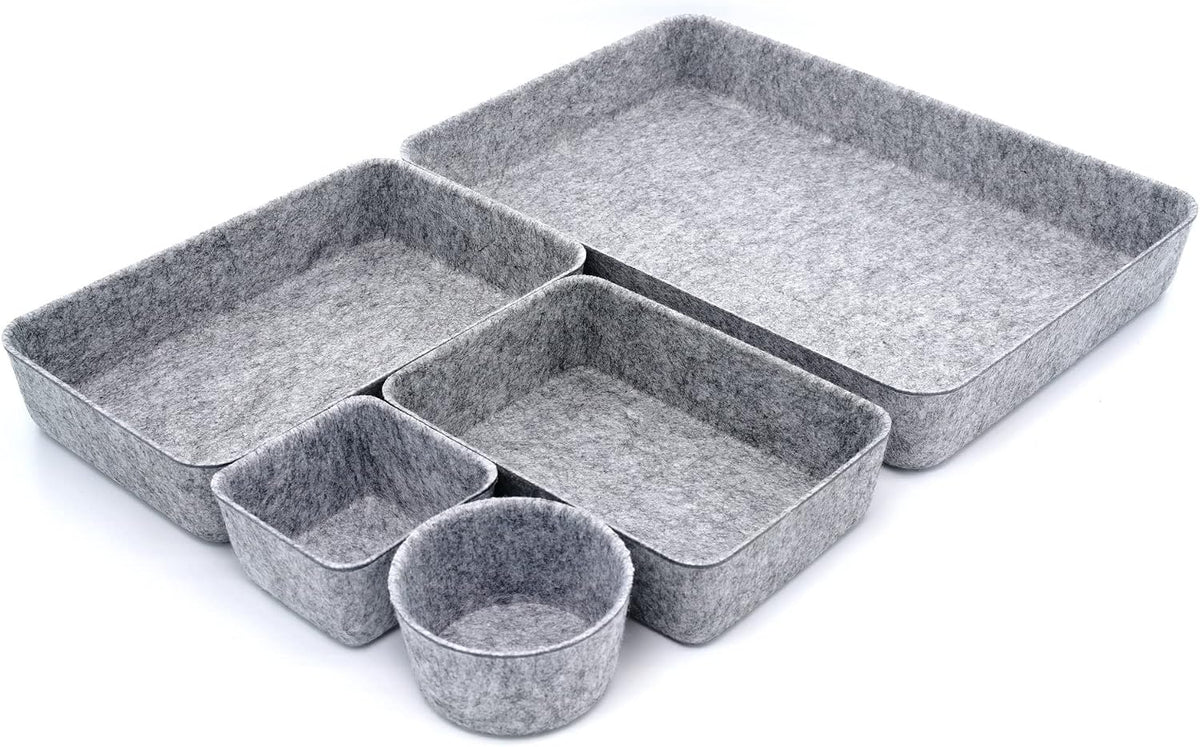 WELAXY Office Desk Drawer Organizer Trays Felt Storage Bins Paper Letter Tray...