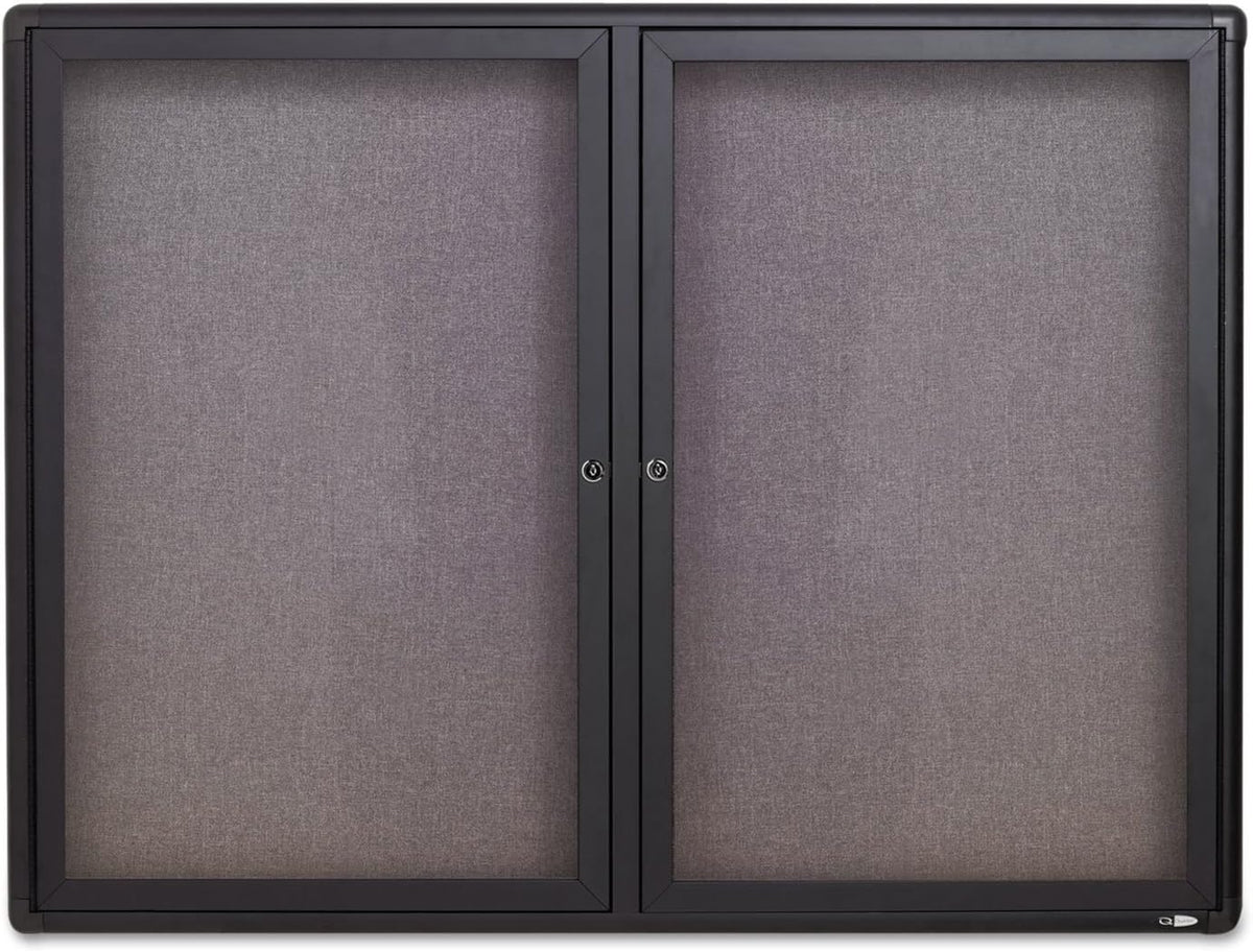 Quartet Bulletin Board, 4' x 3' Enclosed Fabric Notice Board, Lockabl...