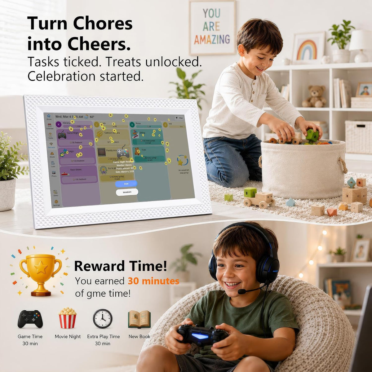 10.1" Digital Calendar Touchscreen, Family Wall Planner & Picture Frame