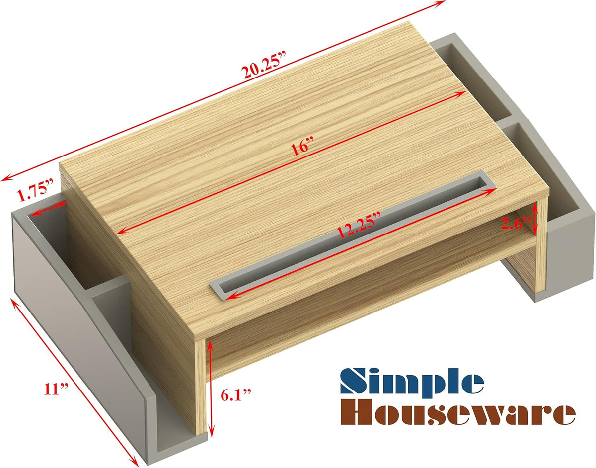 Simple Houseware Desk Monitor Stand Riser w/ Adjustable Tray, Oak