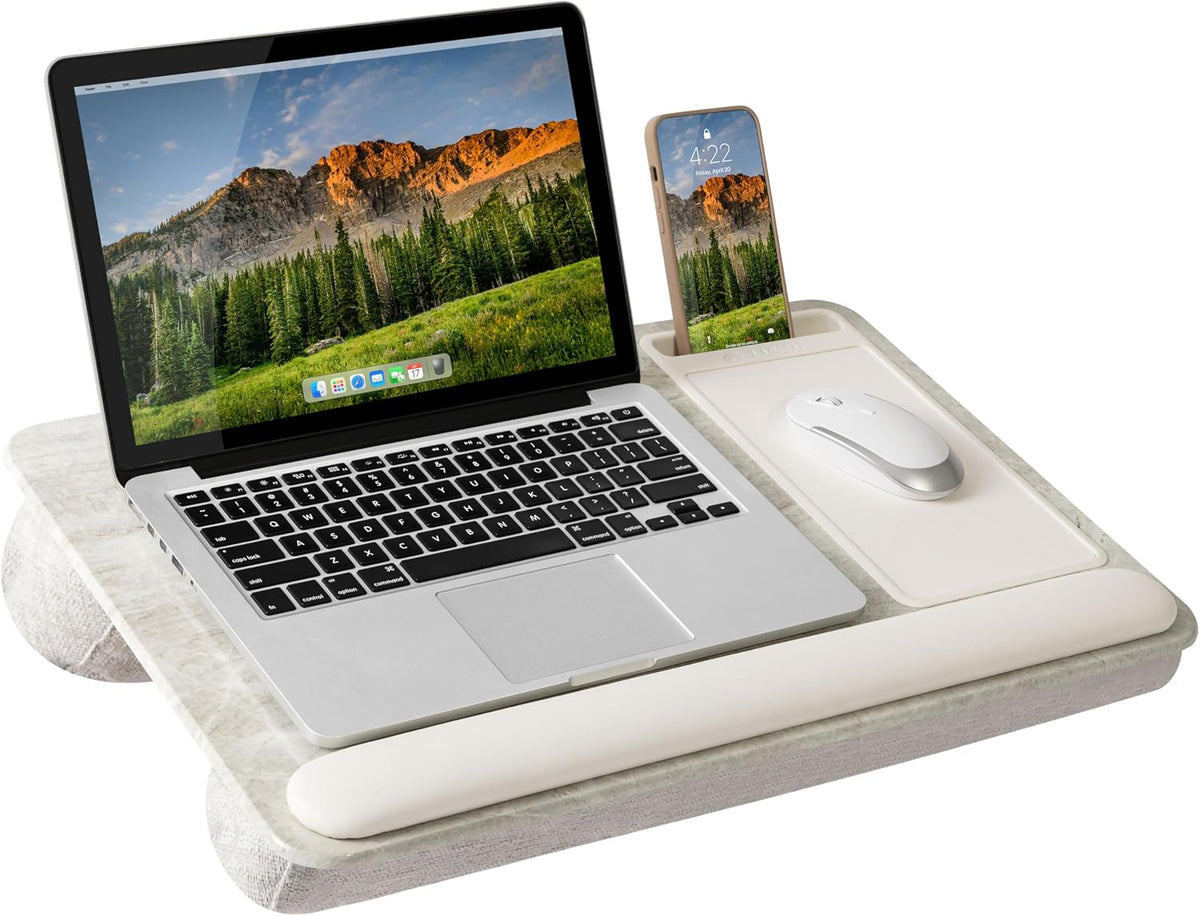 LAPGEAR Home Office Pro Lap Desk – Taj Mahal Marble, Fits 15.6” Laptops