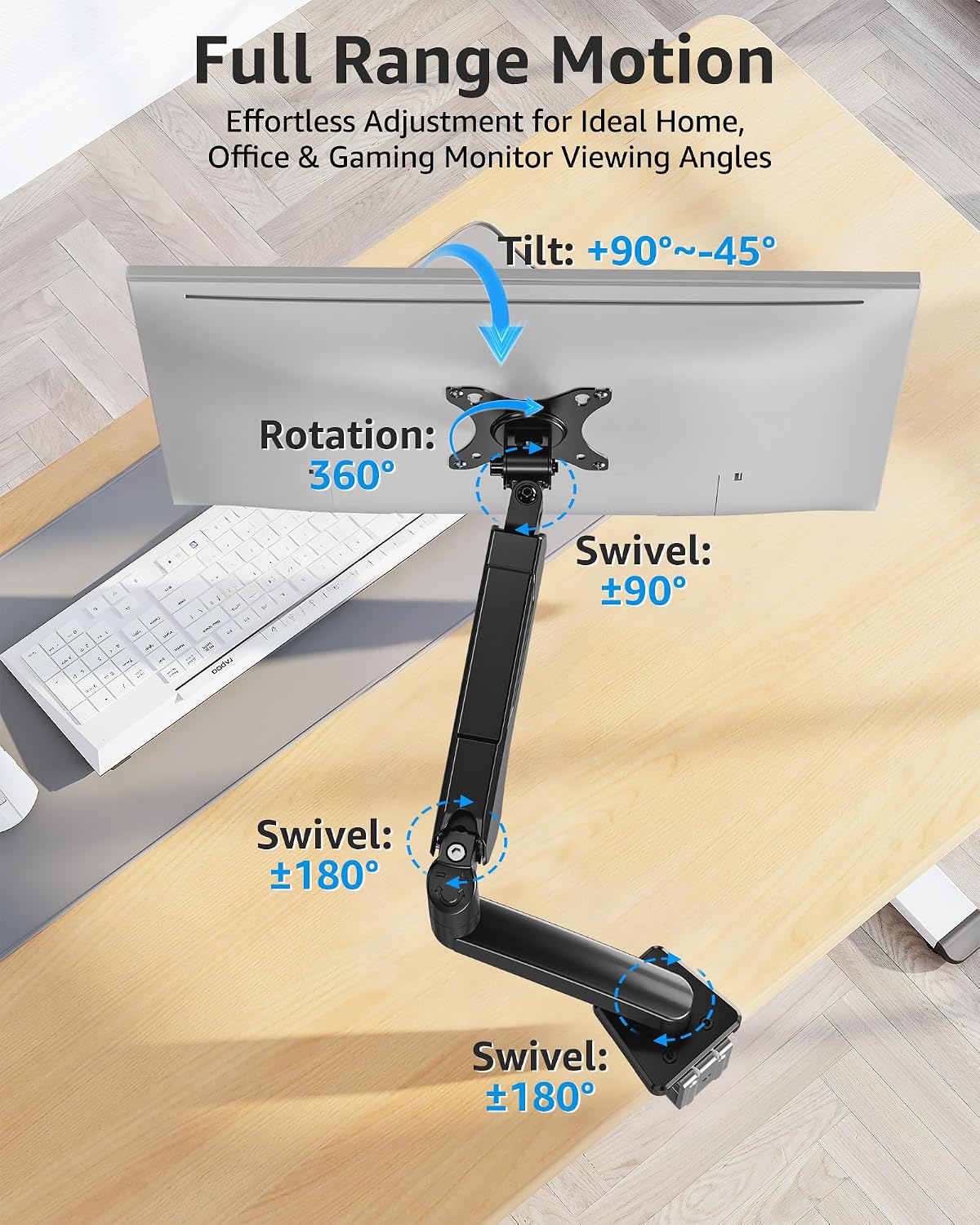 MOUNTUP Single Monitor Desk Mount Holds Screen up to 32 inch, Height Adjustab...