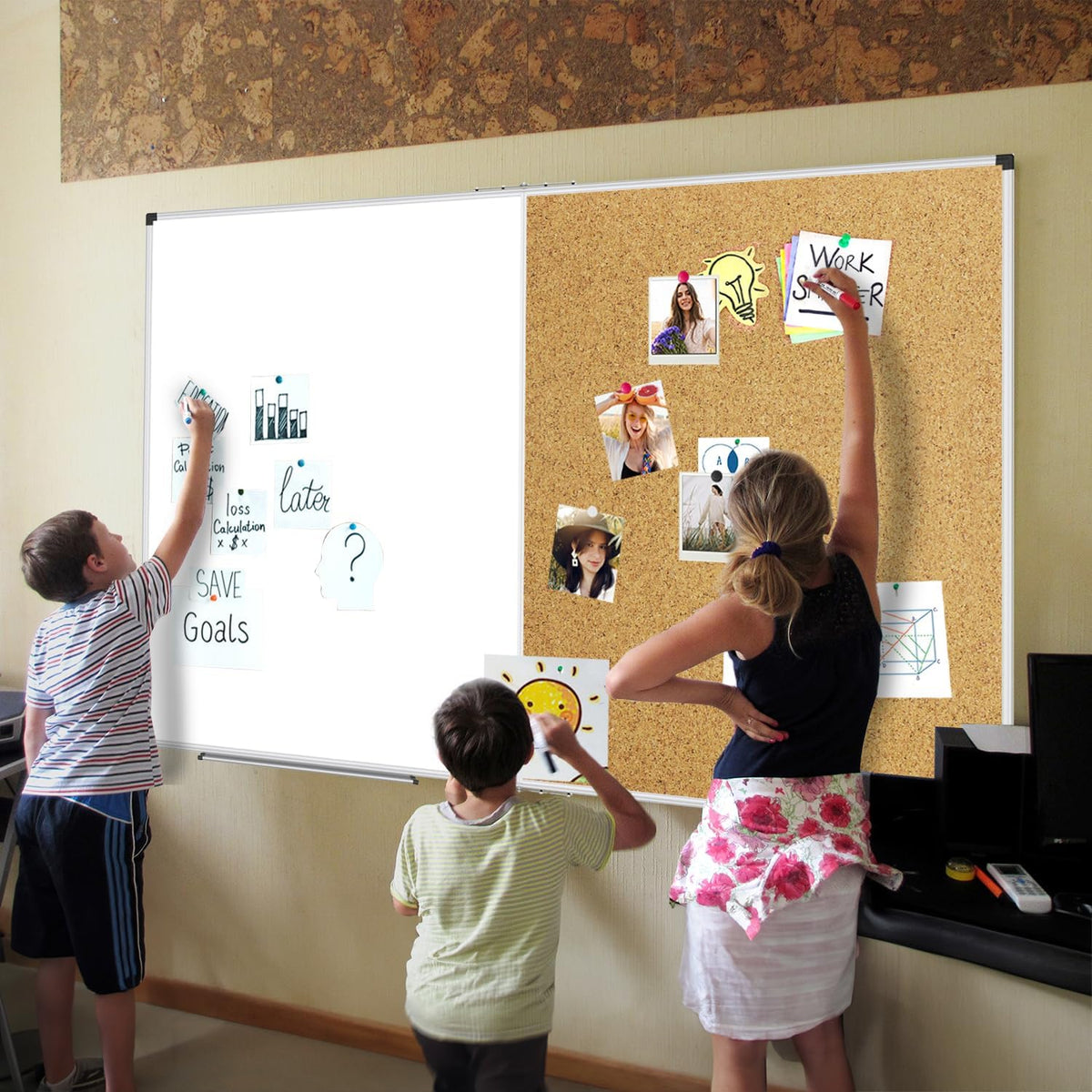 XBoard Magnetic White Board and Bulletin Corkboard Combination, 60 x 48 Inch ...