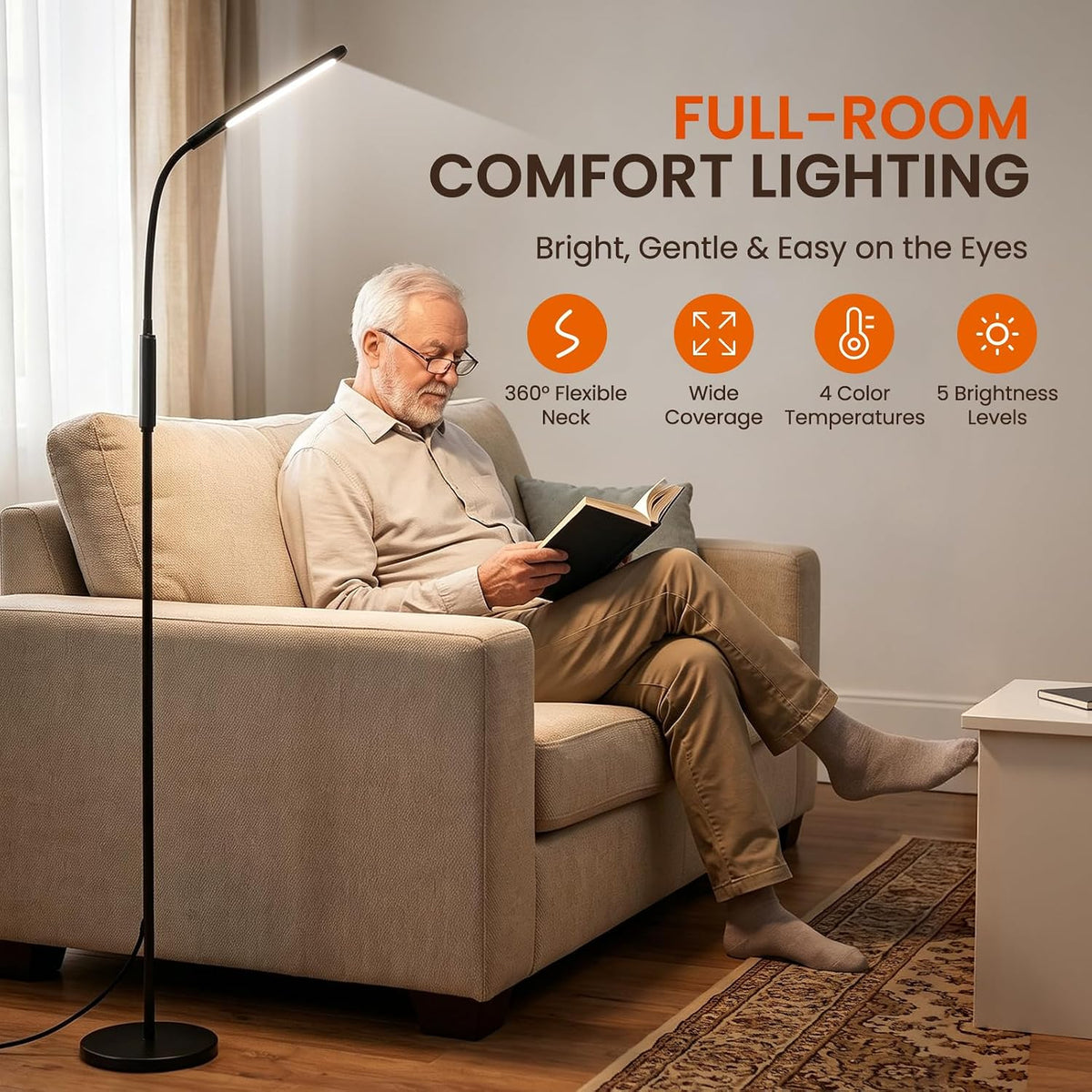 LASTAR LED Floor Lamp with Remote, Standing Reading Lamp 4 Color Temperatures...