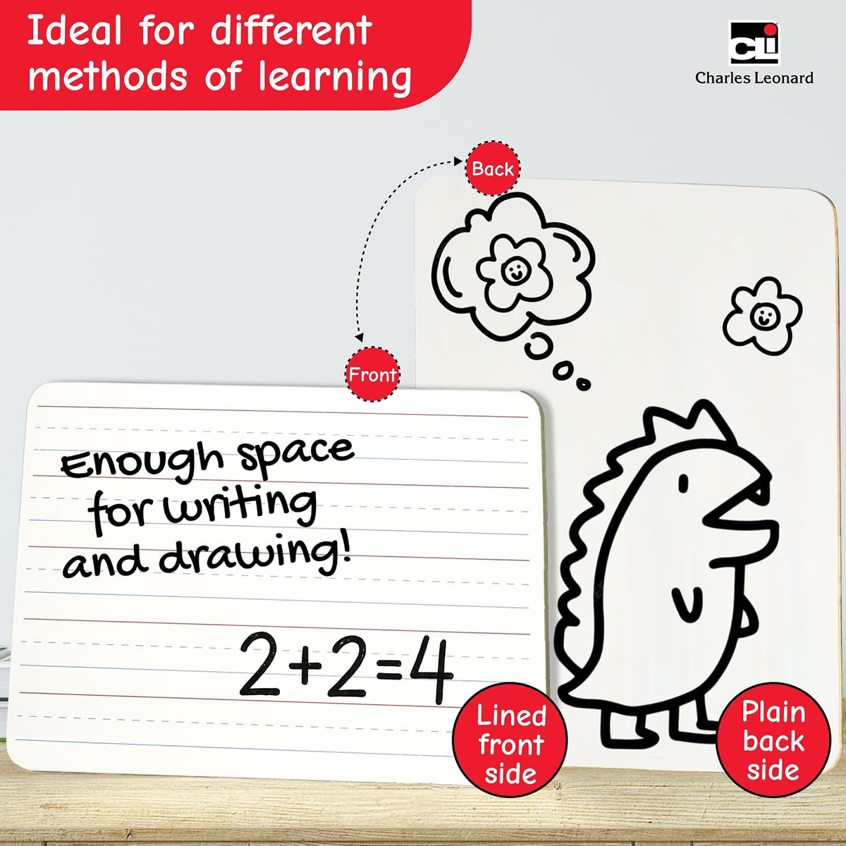 Charles Leonard Dual-Side Mini Dry Erase Boards, Classroom Pack of 12