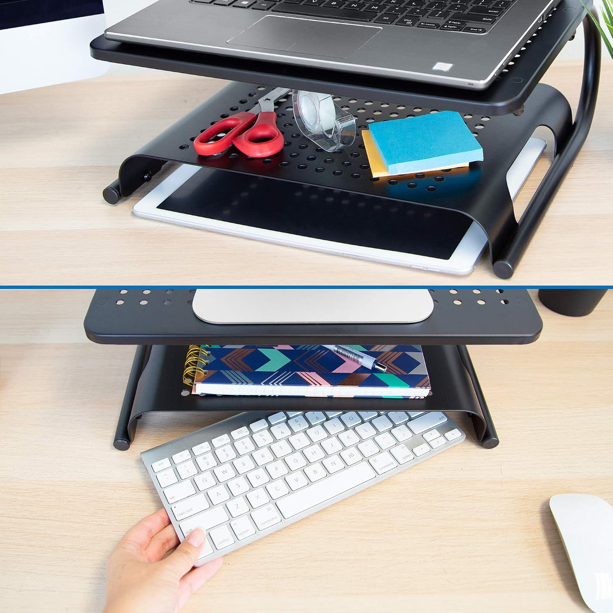 Mount-It! 2 Tier Desk Organizer Riser | Computer Monitor Stand with Keyboard ...