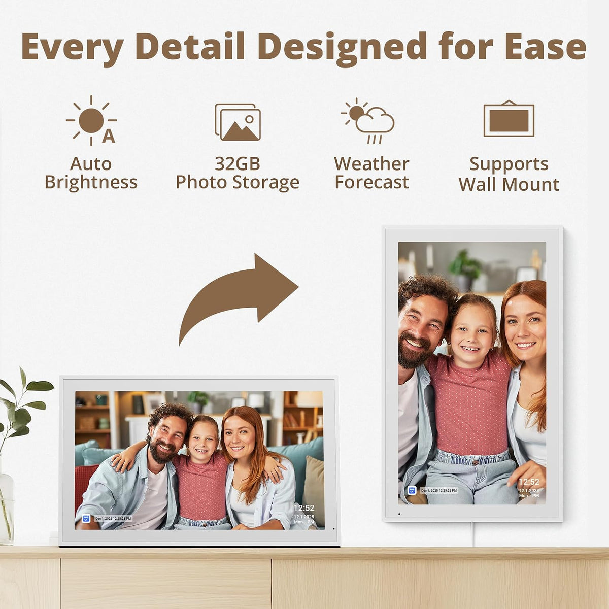 Digital Calendar 21", Electronic Family Chore Planner Wall Desk Touchscreen