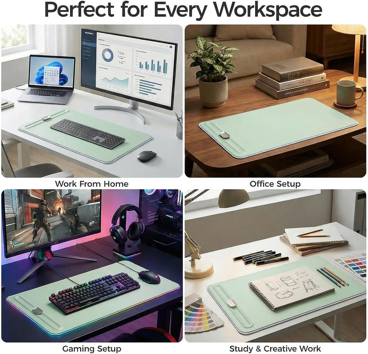 Premium Double-Sided Faux Leather Desk Pad – Non-Slip, Waterproof, with Magne...