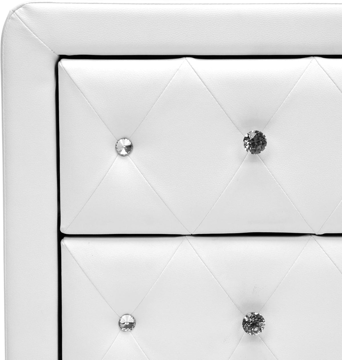 Baxton Studio Stella Crystal Tufted Upholstered Modern Nightstand, White
