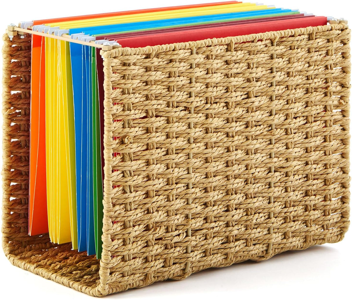 Paper Rope Hanging File Basket with Handle 13.6" x 9.8" x6.6",...