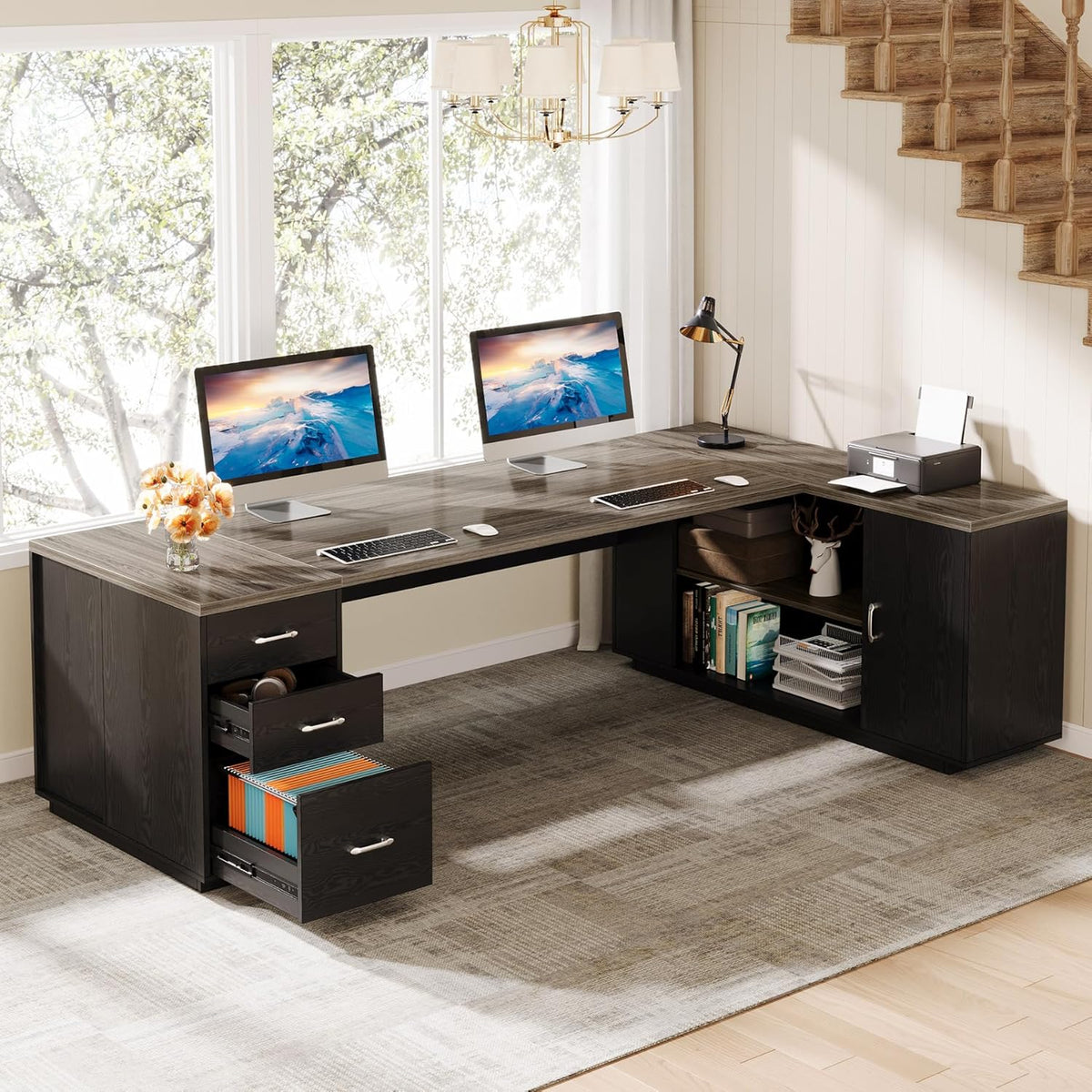Tribesigns 85.8-Inch L-Shaped Executive Desk, Extra Large Home Office Desk