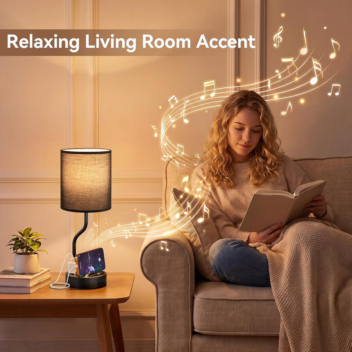 Fenmzee Bedside Lamps for Bedroom Set - 18" Black Table Lamp for Nightstand
