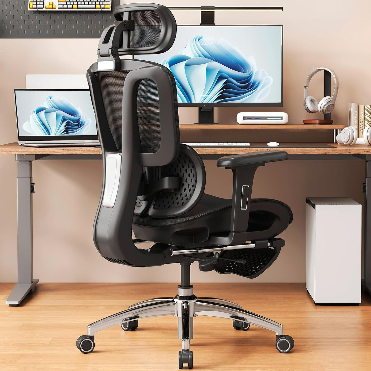 Vonesse Ergonomic Office Chair with Footrest, Desk Chairs with Adjustable 3D ...