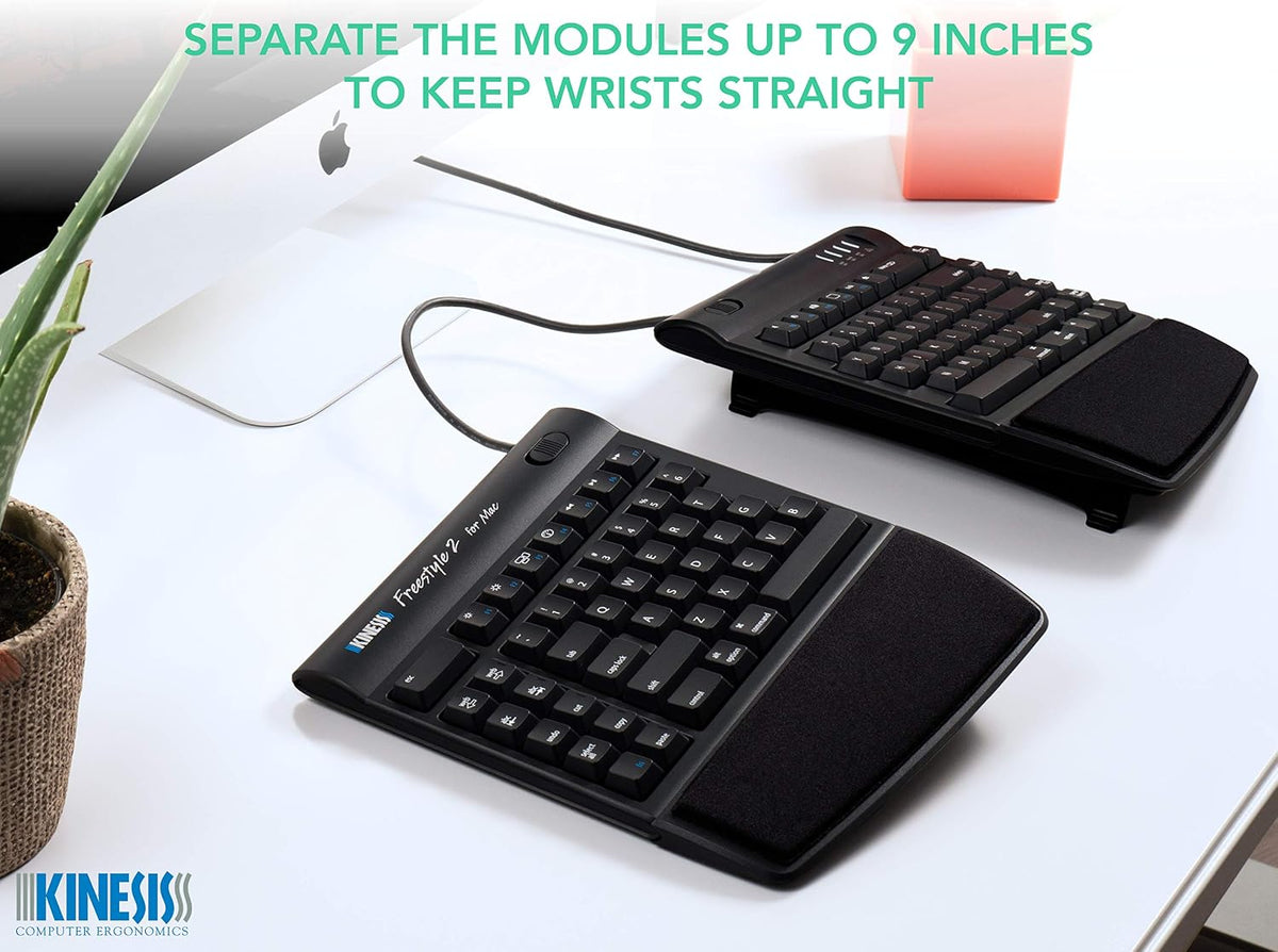 KINESIS Freestyle2 Ergonomic Keyboard w/ VIP3 Lifters for Mac (9" Separa...