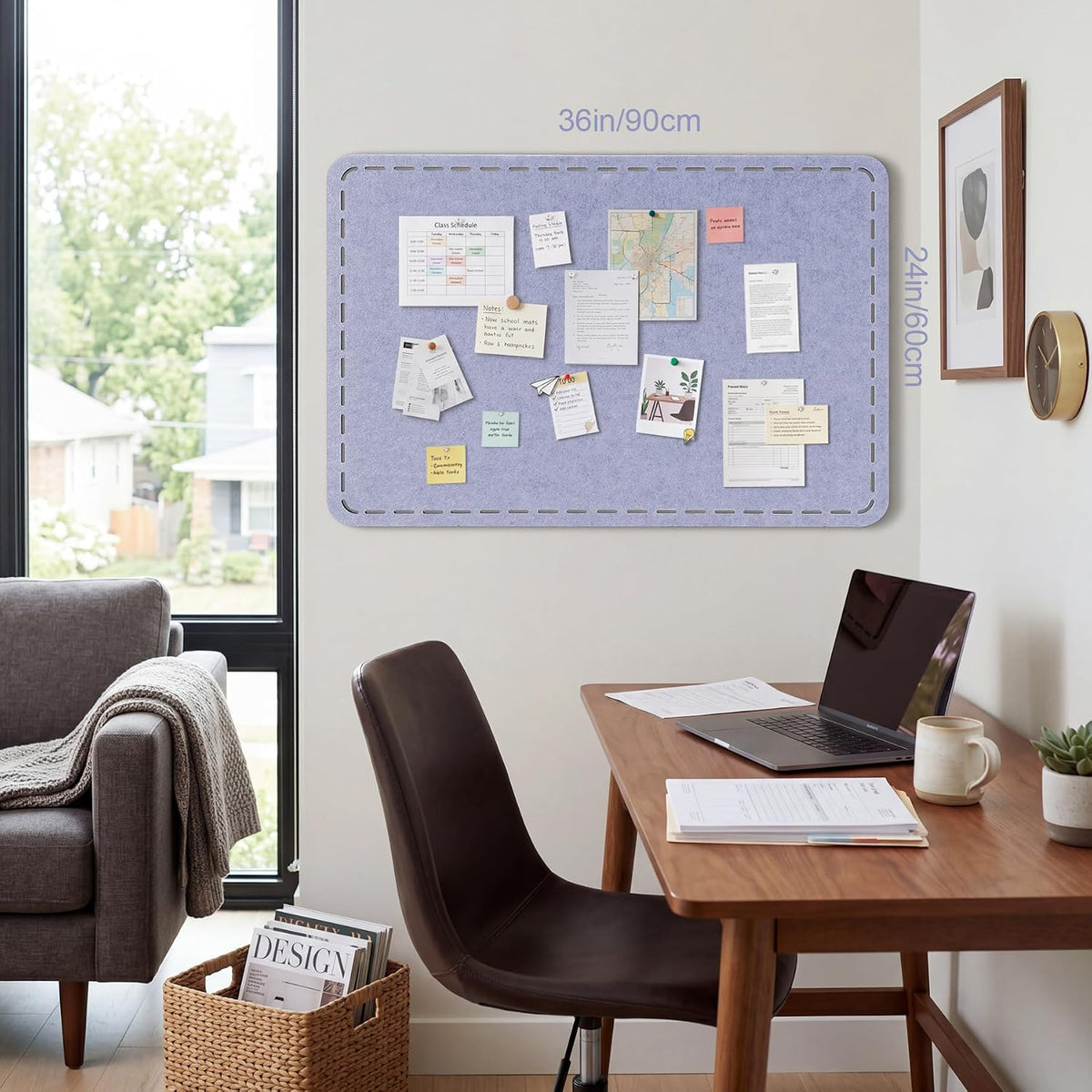 Stitched Bulletin Board 36 x 24 Inches Cork Board Alternative for Wall