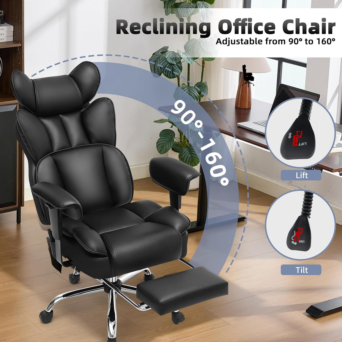 Fizzin Big and Tall Office Chair 500lbs with Massage and Heating Function