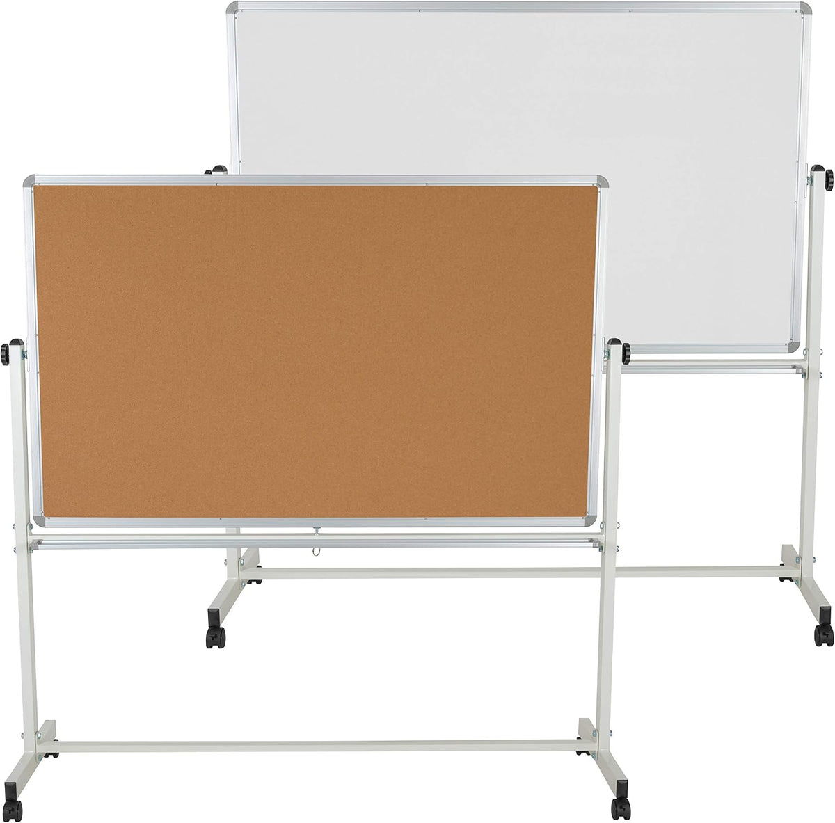 EMMA + OLIVER Reversible 64.25x64.75 Mobile Cork and Whiteboard