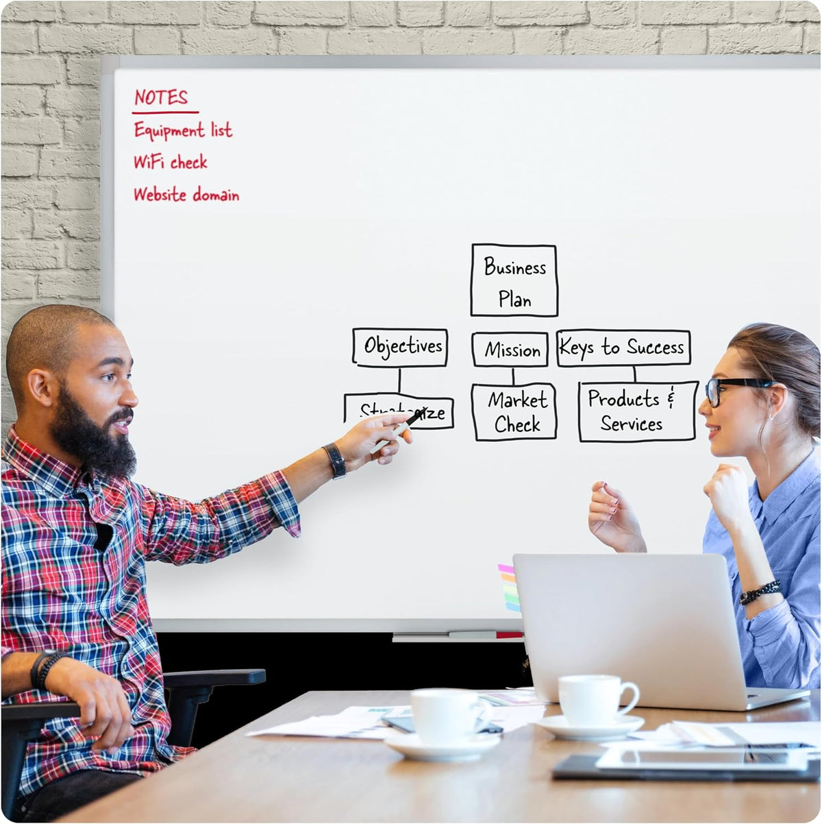 Mead Dry Erase White Board, 48" x 36" Magnetic Whiteboard for Horiz...